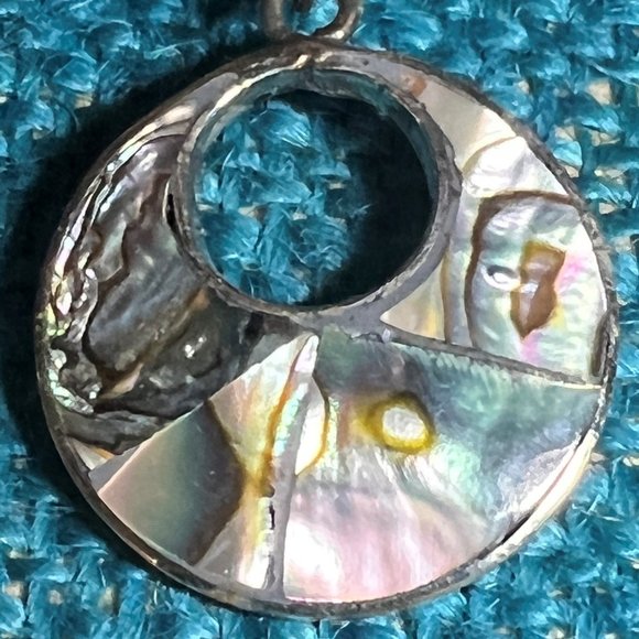 Sterling Silver Abalone Pierced Earrings, 1980s, T4 - Picture 2 of 3